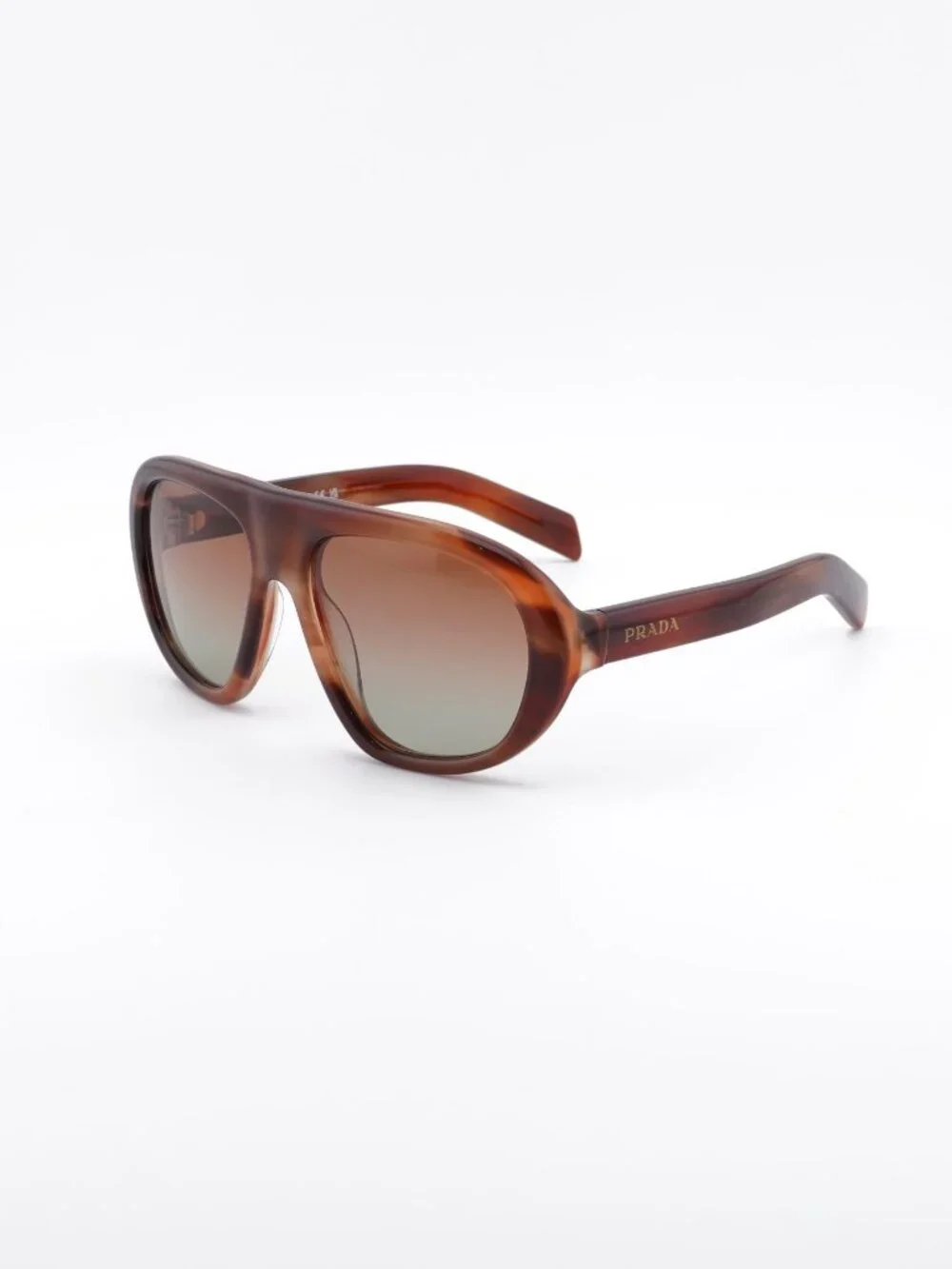 Prada PRC05S 24G70T Sunglasses Striped Oak Aviator Frame, Brown Lenses